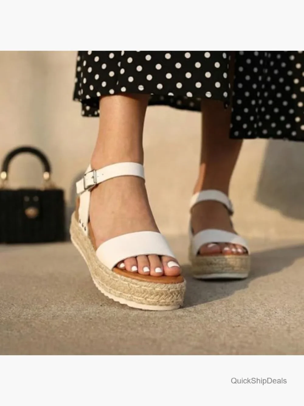 Espadrille Platform Sandals w/ Adjustable Ankle Strap Memory Foam